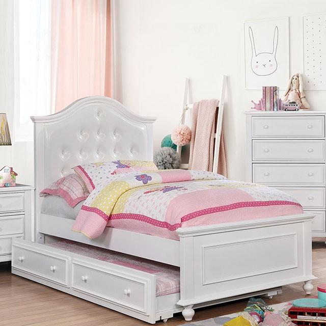 OLIVIA White Twin Bed Half Price Furniture