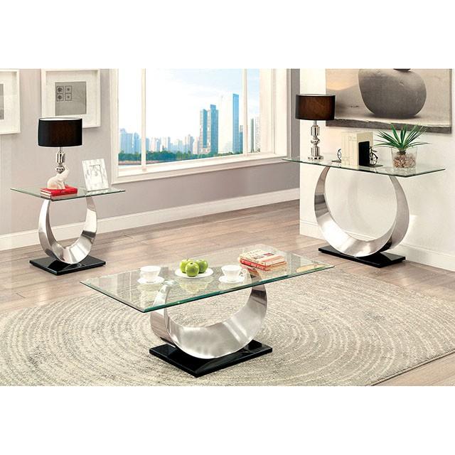 ORLA II Satin Plated/Black End Table Half Price Furniture