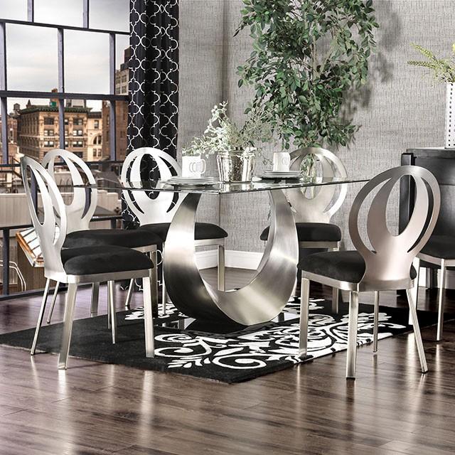 ORLA Silver/Black Dining Table Half Price Furniture