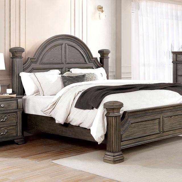 PAMPHILOS Cal.King Bed, Gray Half Price Furniture