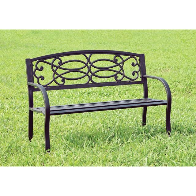 POTTER Black Patio Steel Bench Half Price Furniture