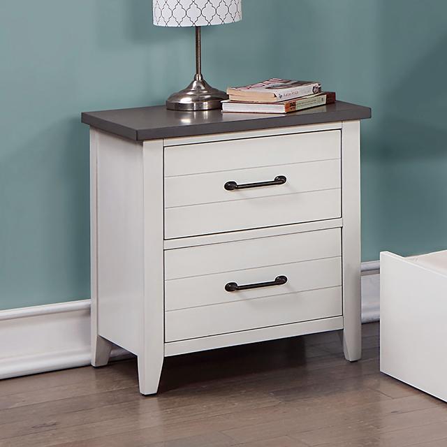 PRIAM Night Stand, White/Gray Half Price Furniture