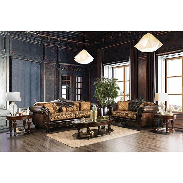 Quirino Tan/Dark Brown Love Seat Half Price Furniture