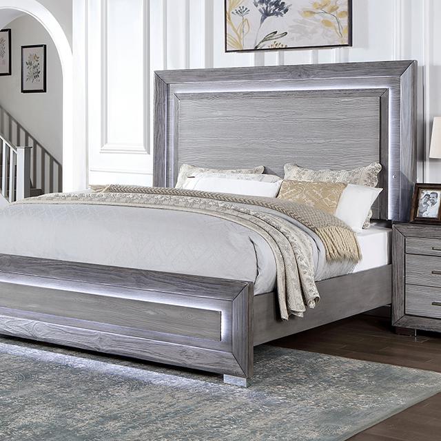 RAIDEN E.King Bed, Gray Half Price Furniture