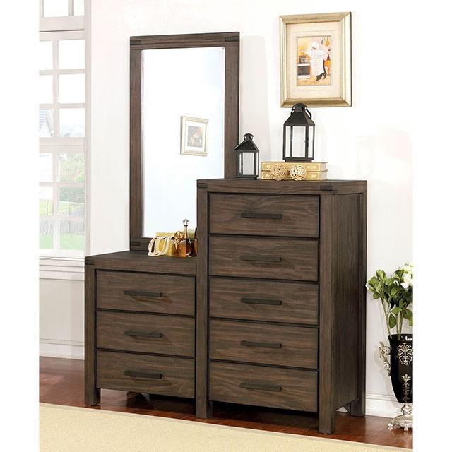 Rexburg Wire-Brushed Rustic Brown 8-Drawer Dresser Mirror Half Price Furniture