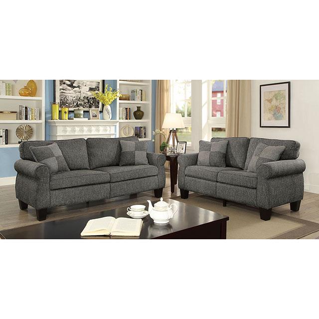 Rhian Dark Gray Love Seat, Dark Gray Half Price Furniture