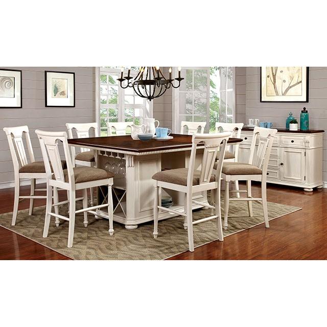 SABRINA Off White/Cherry Counter Ht. Table, Cherry & White Half Price Furniture