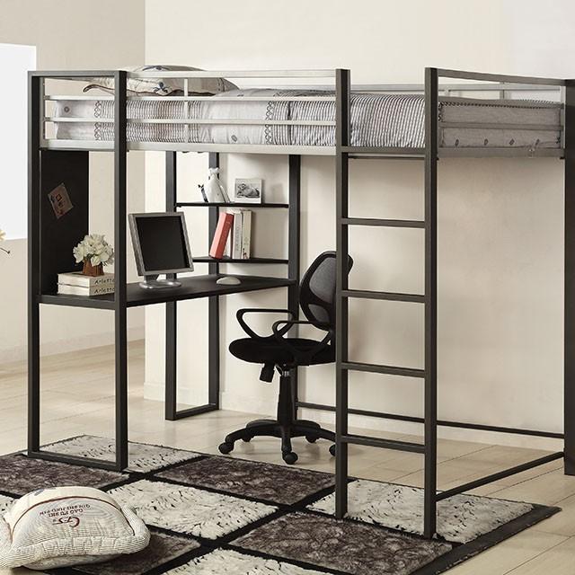 Sherman Silver/Gun Metal Full Bed w/ Workstation Half Price Furniture