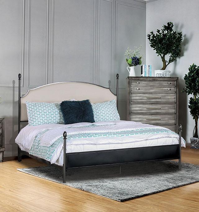 SINEAD Gun Metal/Beige Twin Bed Half Price Furniture