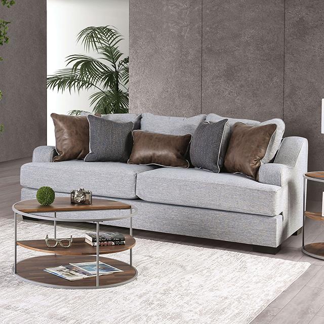 SKYLINE Sofa, Light Gray/Brown Half Price Furniture