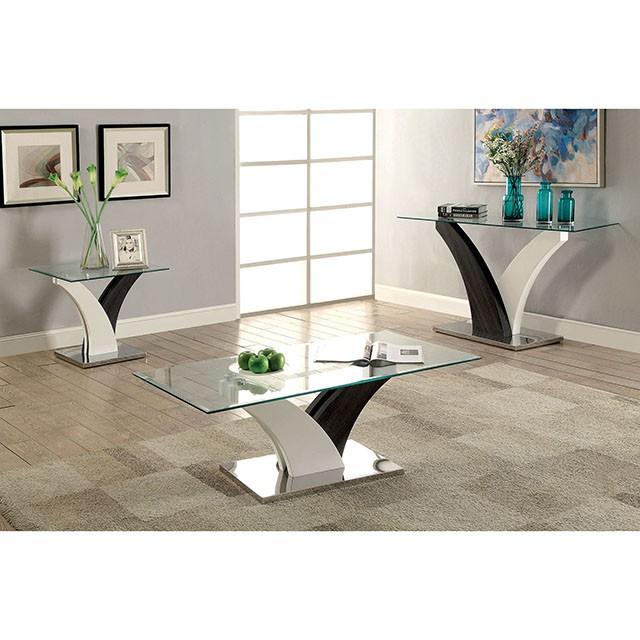 SLOANE White/Dark Gray/Chrome Coffee Table Half Price Furniture