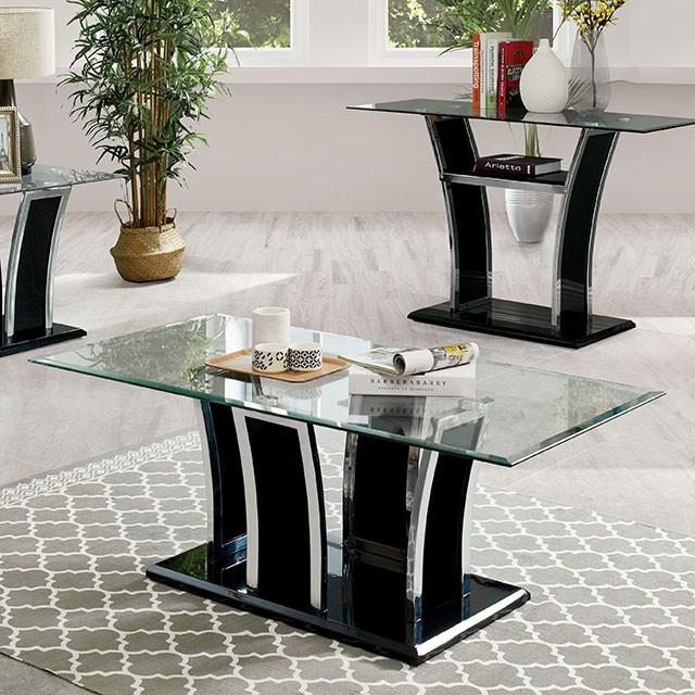 Staten Glossy Black/Chrome Coffee Table Half Price Furniture