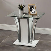 Staten Glossy White/Chrome End Table Half Price Furniture