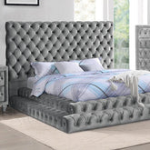 STEFANIA Queen Bed, Gray Half Price Furniture