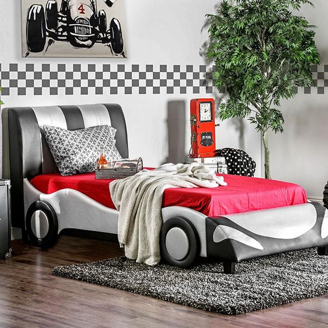 SUPER RACER Silver/Black Full Bed Half Price Furniture