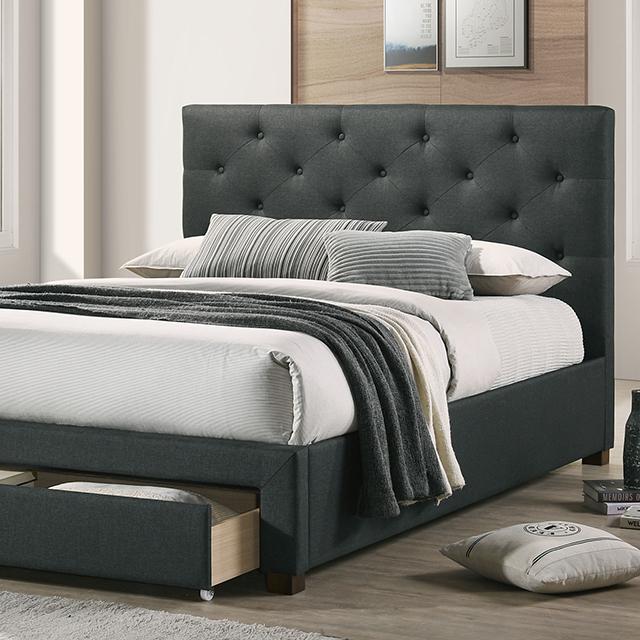 SYBELLA Full Bed, Dark Gray Half Price Furniture