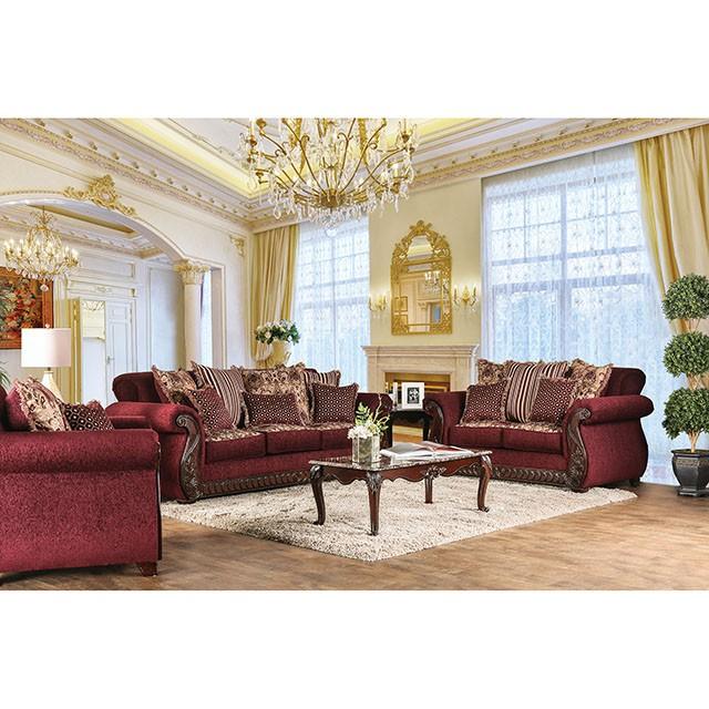 TABITHA Wine Love Seat, Wine Half Price Furniture