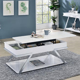 TITUS Coffee Table, White/Chrome Half Price Furniture