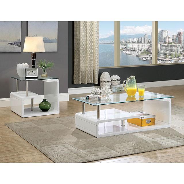 Torkel White/Chrome End Table Half Price Furniture