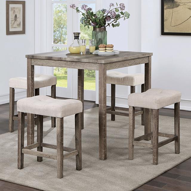 TORREON 5 Pc. Counter Ht. Table Set, Light Gray/Beige Half Price Furniture