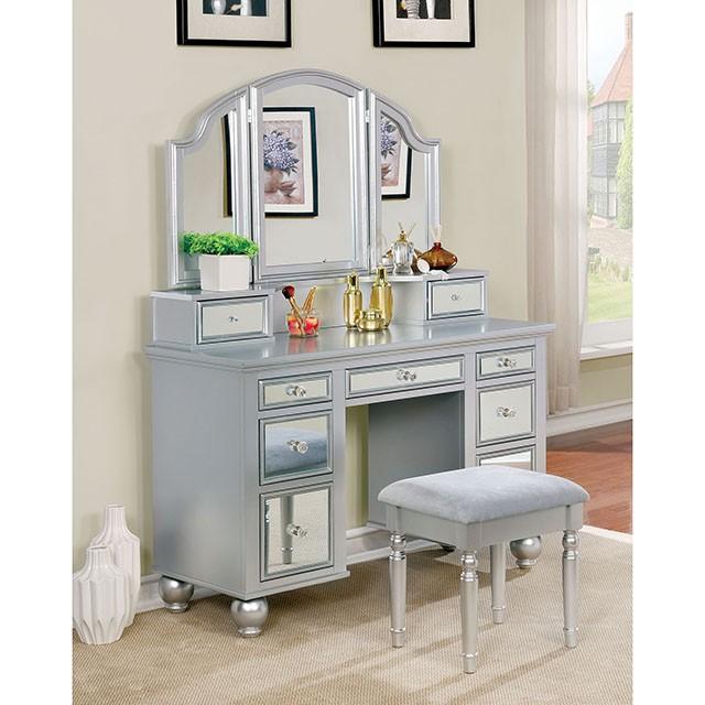 TRACY Silver Vanity w/ Stool Half Price Furniture