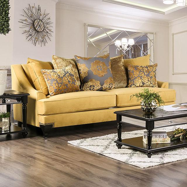 Viscontti Gold/Gray Sofa, Gold Half Price Furniture