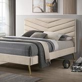 VIVAR Cal.King Bed, Beige Half Price Furniture