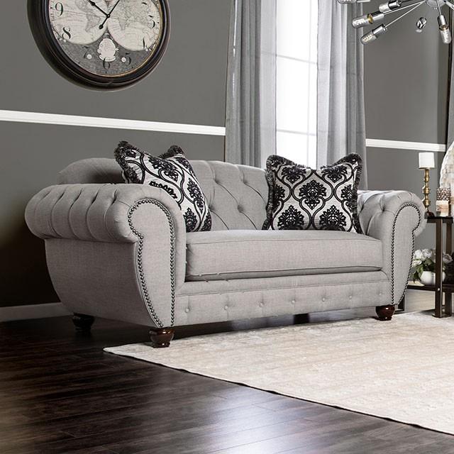 VIVIANA Gray/Black Love Seat, Gray Half Price Furniture