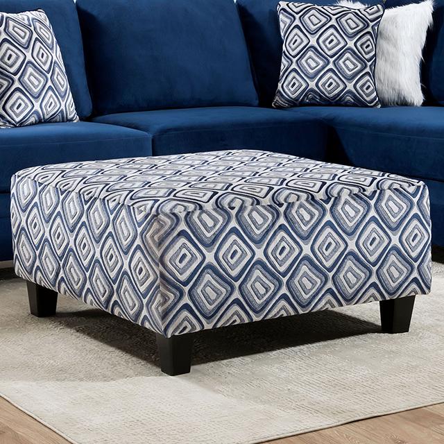 WALDPORT Ottoman, Navy/White Half Price Furniture