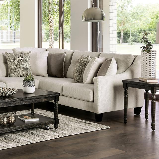 WALDPORT Sectional, Ivory Half Price Furniture