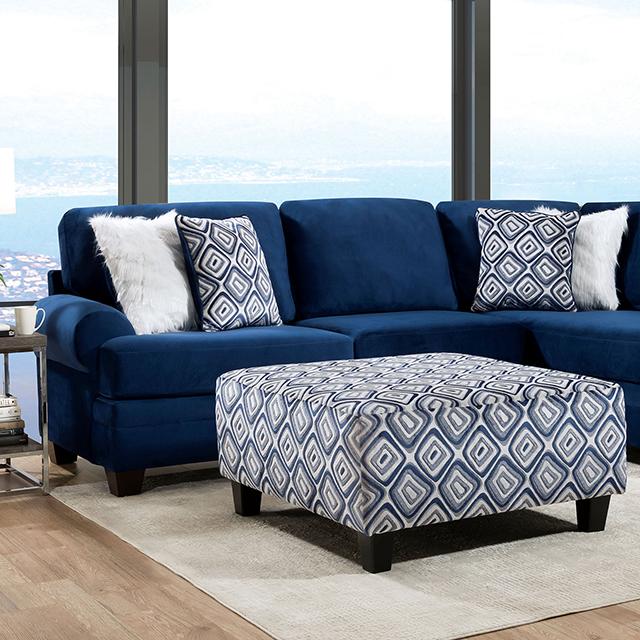 WALDPORT Sectional, Navy Half Price Furniture