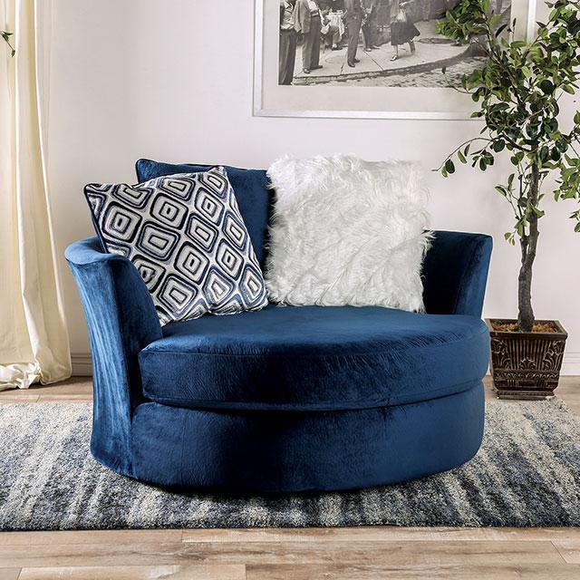 WALDPORT Swivel Chair, Navy Half Price Furniture