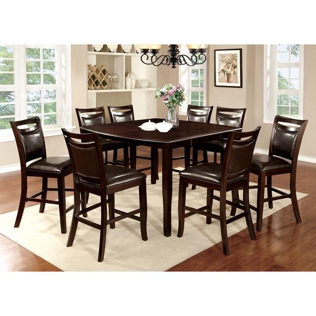 WOODSIDE II Dark Cherry/Espresso Counter Ht. Table w/ 18" Leaf Half Price Furniture