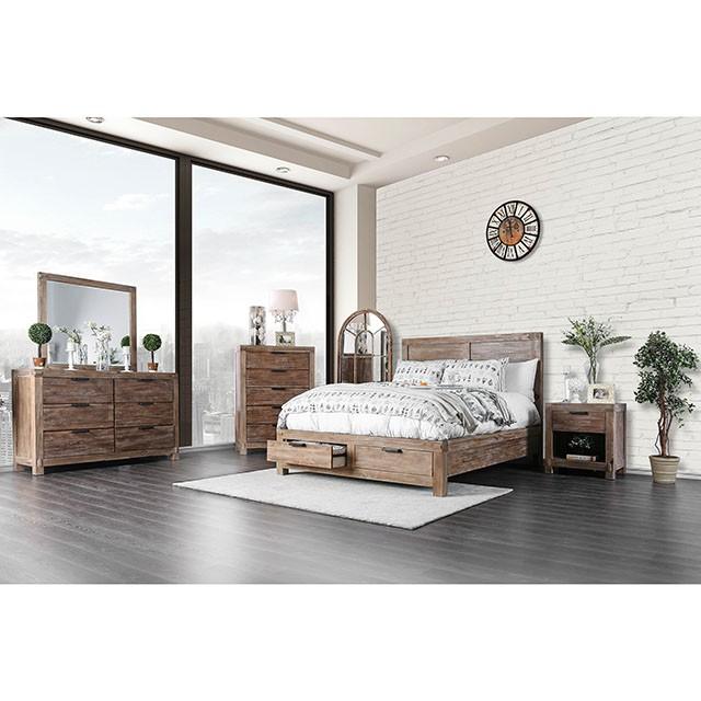 Wynton Weathered Light Oak E.King Bed Half Price Furniture