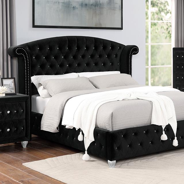 ZOHAR Queen Bed, Black Half Price Furniture