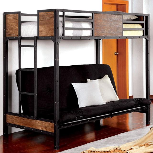 CLAPTON Black Twin Bed w/ Futon Base Half Price Furniture