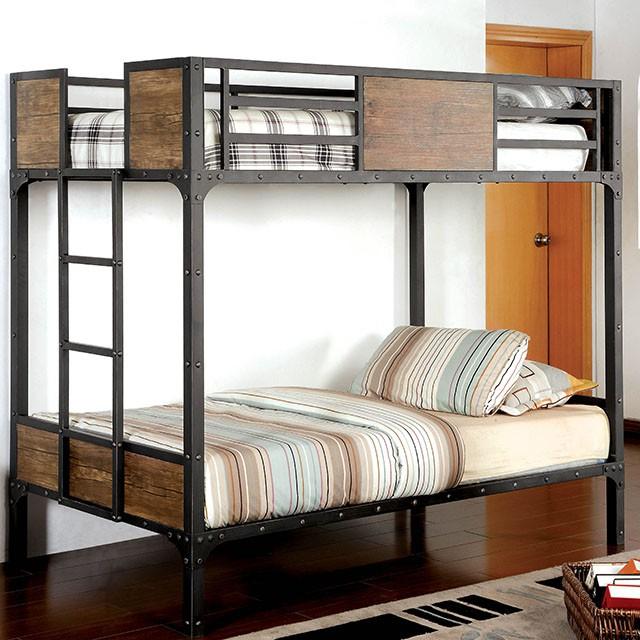 CLAPTON Black Twin/Twin Bunk Bed Half Price Furniture