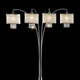 Claris Ivory/Chrome Arch Lamp, Hanging Crystal Half Price Furniture