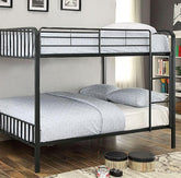 CLEMENT Black Metal Full/Full Bunk Bed Half Price Furniture