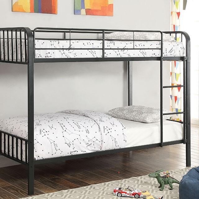 CLEMENT Black Metal Twin/Twin Bunk Bed Half Price Furniture