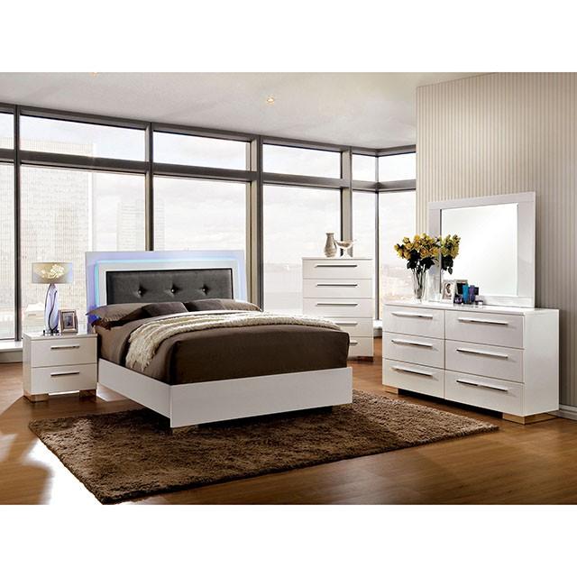 CLEMENTINE Glossy White E.King Bed Half Price Furniture