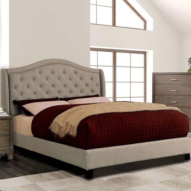 CARLY Queen Bed, Warm Gray Half Price Furniture