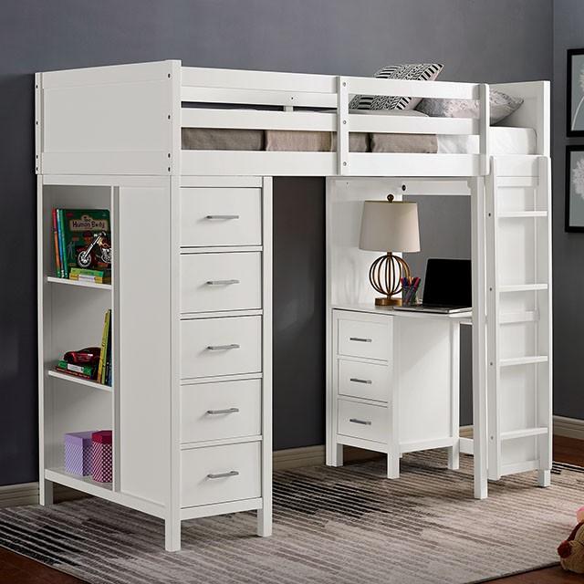 CASSIDY Twin Loft Bed w/ Drawers Half Price Furniture