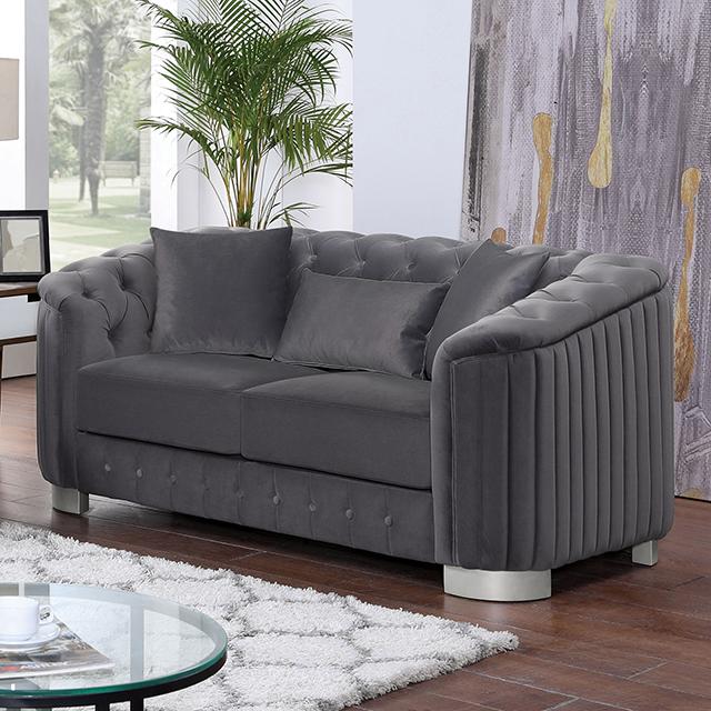 CASTELLON Loveseat, Dark Gray Half Price Furniture