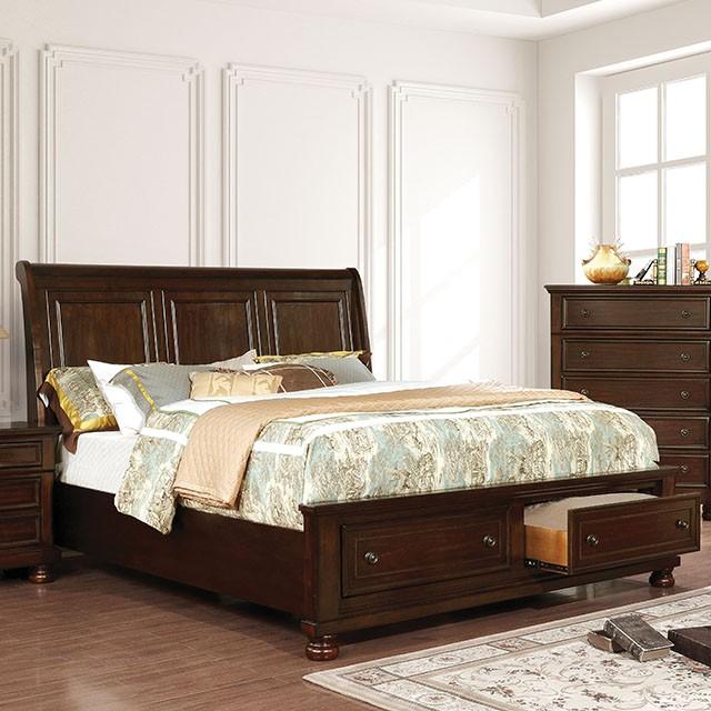 Castor Brown Cherry E.King Bed Half Price Furniture