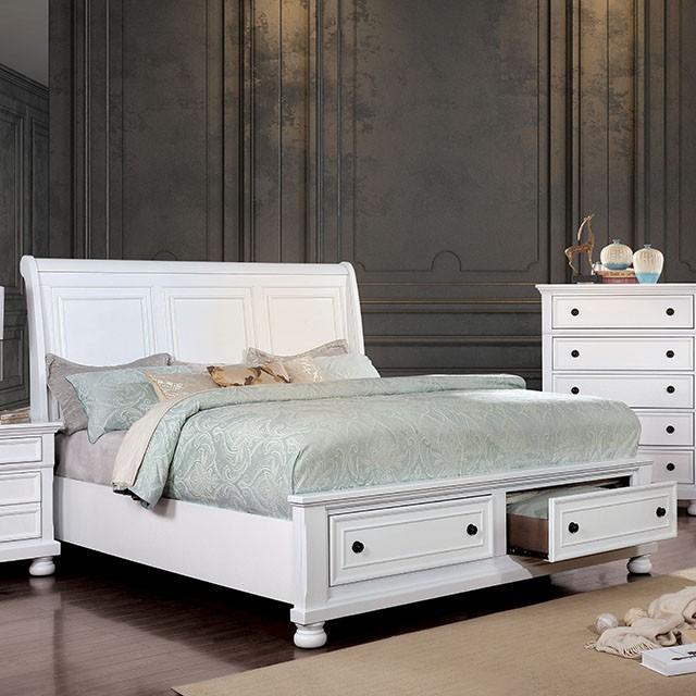 Castor White E.King Bed Half Price Furniture
