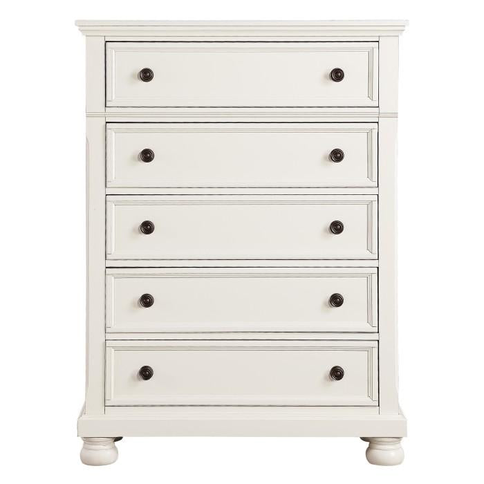 Homelegance Laurelin 5 Drawer Chest in White 1714W-9 Half Price Furniture