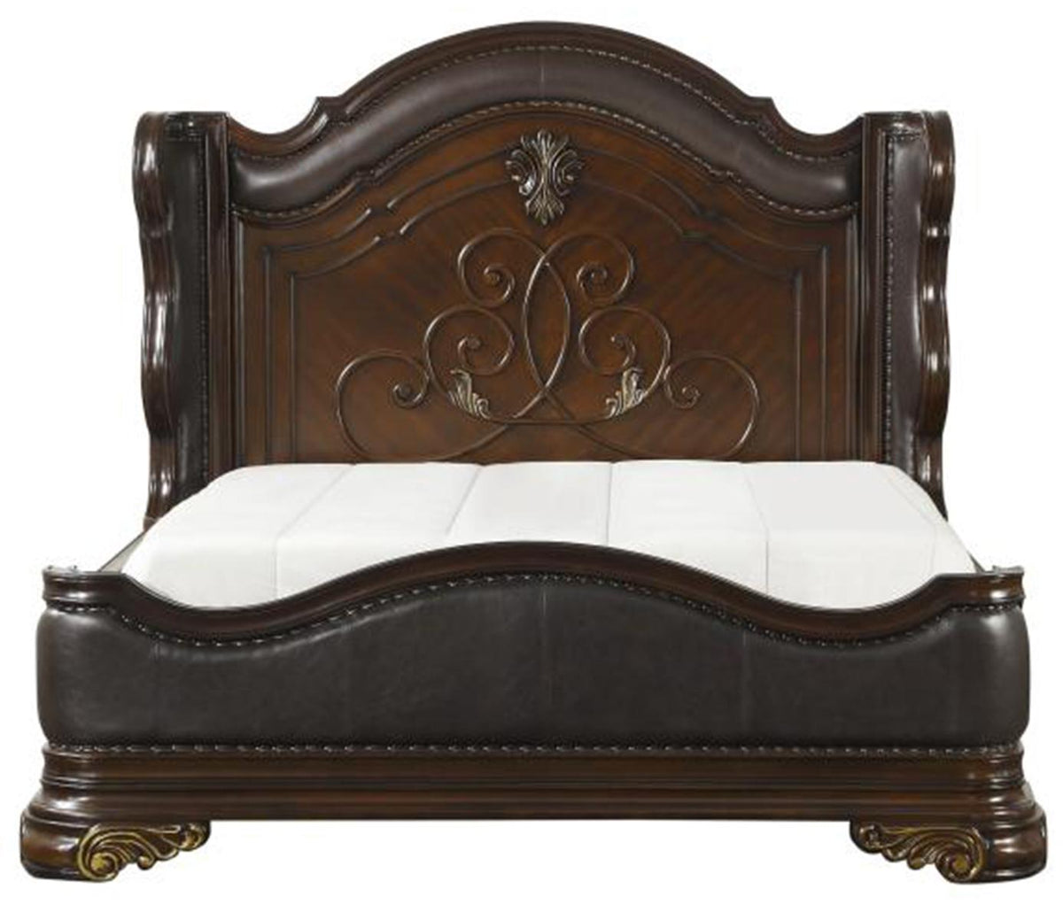 Homelegance Royal Highlands King Upholstered Panel Bed in Rich Cherry 1603K-1EK - Half Price Furniture