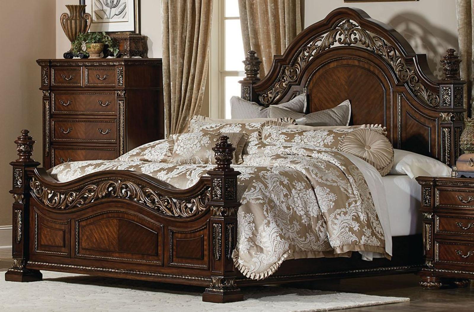 Homelegance Catalonia Queen Poster Bed in Cherry 1824-1 - Half Price Furniture