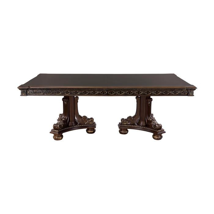 Homelegance Catalonia Rectangular Pedestal Dining Table in Cherry 1824-112 Half Price Furniture